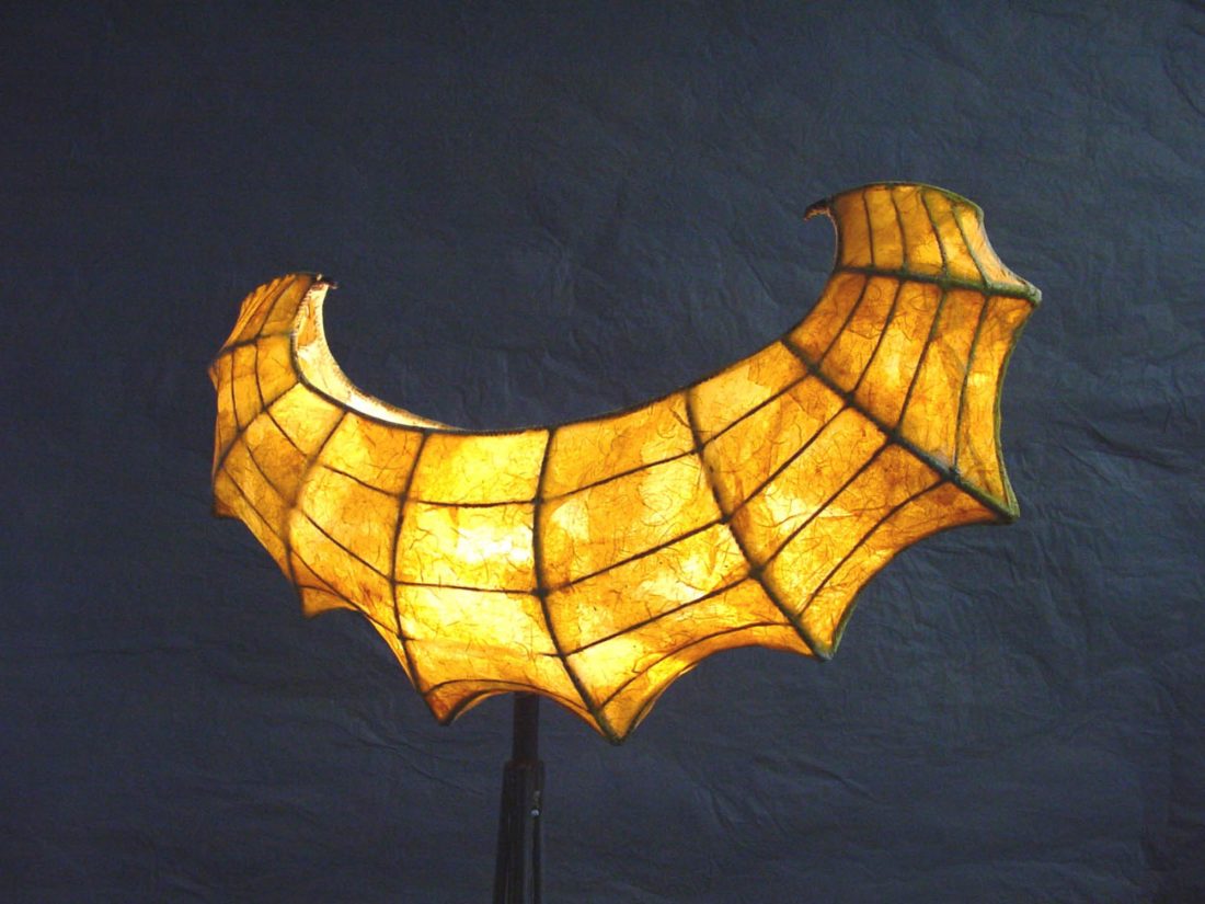 Detail staande lamp Viking, papier en staal, ontwerp Jan Stigt
